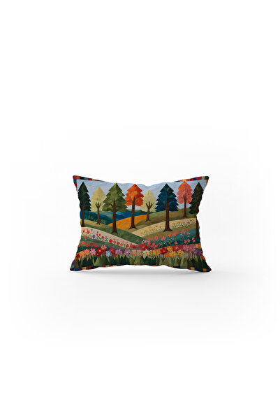 Filamente غطاء وسادة مطبوع رقميًا على الوجهين، مظهر مبطن بنمط الأشجار والغابات