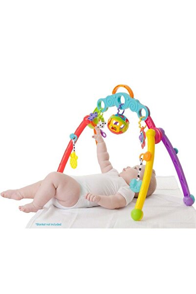 Playgro Jonygi Foldable Portable Play Gym with 5 Detachable Toys, Multicolour