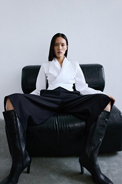 rue Bağlama Detaylı Uzun Kollu Beyaz Gömlek