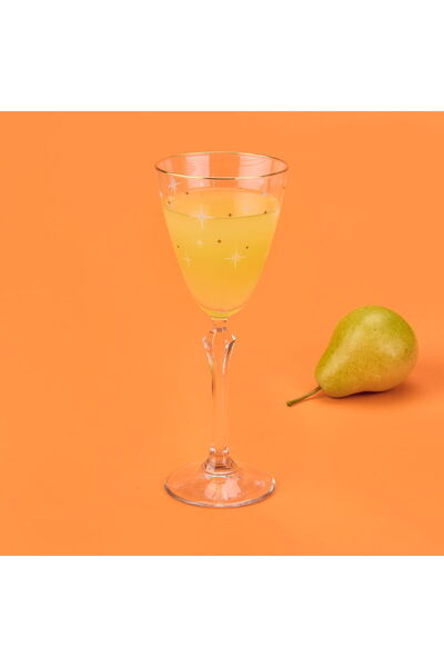 MATMEL Star Gold Gilded Set of 4 Footed Glasses - Yellow / Transparent - 255 ml