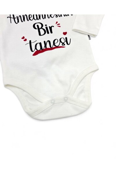 Egelite One of Grandma's Grandchildren, Printed Long Sleeve, 100% Cotton Baby Snap Bodysuit / Zıbın / Undershirt