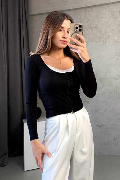 ModaPlaza Kadın Beyaz Dantelli Body 22020