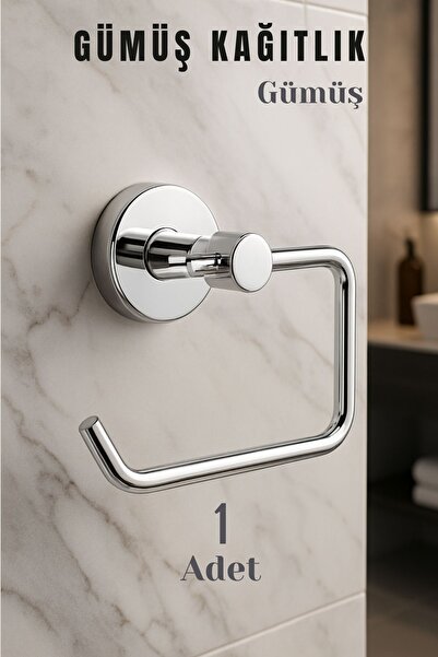 Badem10 Silver Chrome Capless Wc Paper Holder with Screws Stainless Metal Wall Toilet Roll Holder Bathroom Accessory