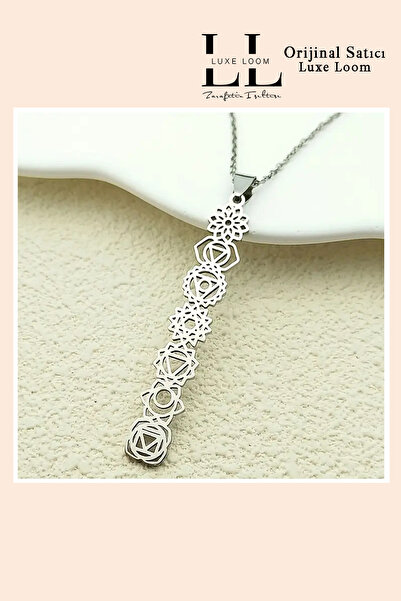 Luxe Loom Zarafetin Işıltısı عقد توازن الشاكرات السبعة من الفولاذ باللون الذه...