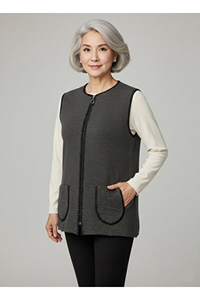 Mutlu City Жіночий жилет із застібкою-блискавкою та візерунком у вигляді сот для жінок середнього віку та старше 495