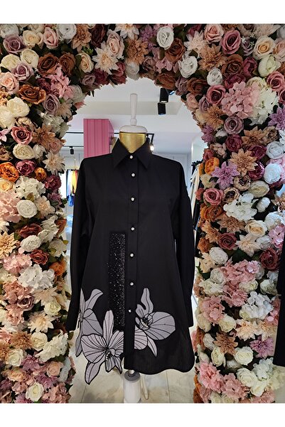 my312 My 312 nakışlı taşlı gömlek siyah kadın