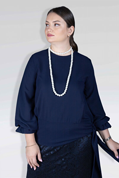 Bedrinxxl Kadın Büyük Beden Şifon Şık Bağlama Detaylı Vera Bluz