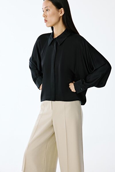 rue Comfortable Fit Bat Sleeve Black Shirt