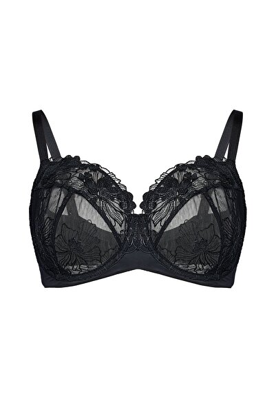 ESOTIQ Non-Padded Soft Bra Underwired with Floral Embroidery & Mesh High Supp...