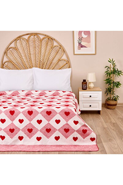 KUT FLY Soft Heart Cotton Single Blanket - Red - 150X200 cm