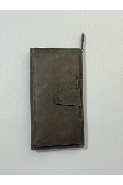 Nevgiss Aksesuar Double Compartment Real Leather Wallet with Phone Compartment and Zipper Strap