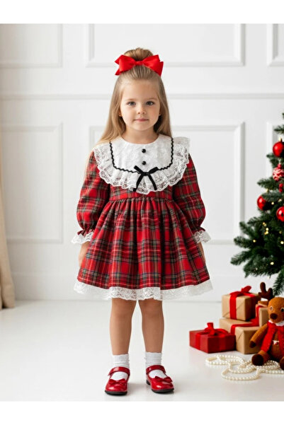 aysskids ALESSİ Rochie de Crăciun pentru fetiță, tutu cu mâneci lungi, prințesă, în carouri, vintage