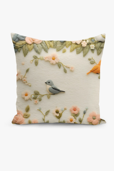 Filamente Husă pentru pernă cu imprimare digitală pe două fețe, aspect brodat...