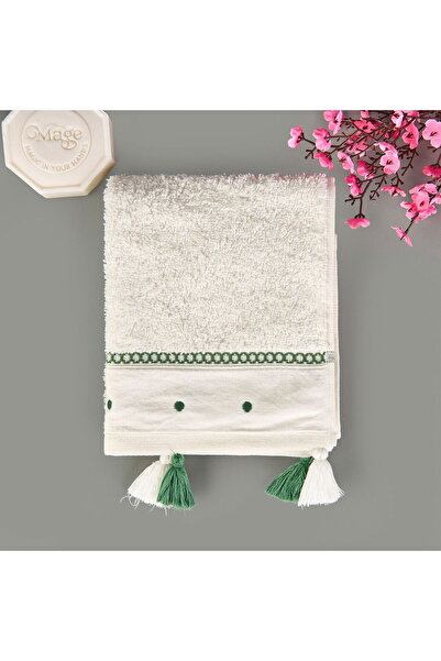 ASPARTAM Prosop de mână Soft Piene - Ecru / Verde - 30x50 cm