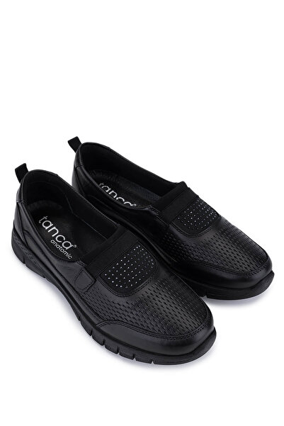 Tamer Tanca Kadın Hakiki Deri Siyah Comfort Ayakkabı