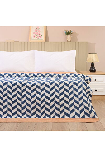 MATMEL بطانية قطنية مزدوجة من سوفت فلكس - أزرق داكن - 200x220 سم