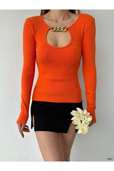 Modafeminen Ελαστική υφασμάτινη μπλούζα με ανοιχτό μπροστινό μέρος και λεπτομ...