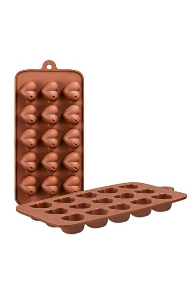 LUXER Forma Din Silicon Pentru Bomboane de Ciocolata sau Jeleuri, 15 x Forma Inimioara, 21x11 cm,
