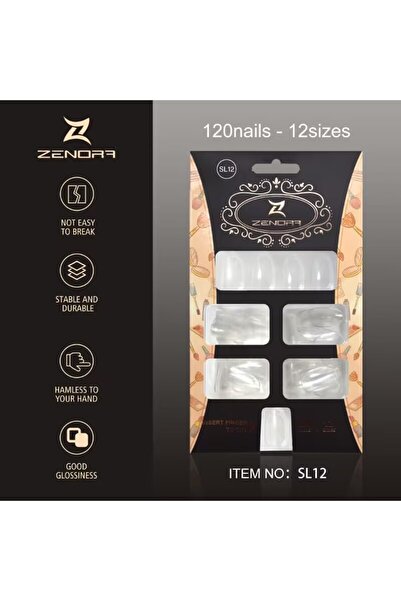 LOCK 120pcs Short Square Press on Nails - 12 Sizes - Clear Acrylic False Nails - Full Cover Fake Nails