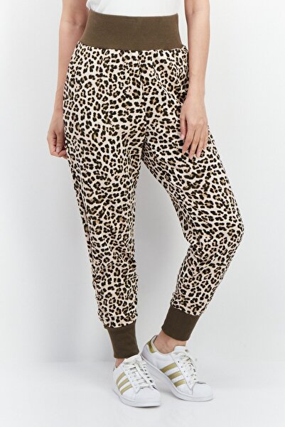 INC Women Regular Fit Animal Print Jogger Pants, Tan Combo