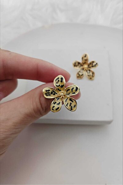 KYOLA DESİGN Leopard 5 Leaf Gold Women's Earrings