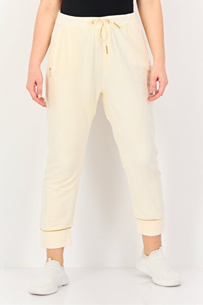 Reiko Women Regular Fit Embroidered Logo Sweatpants, Cream