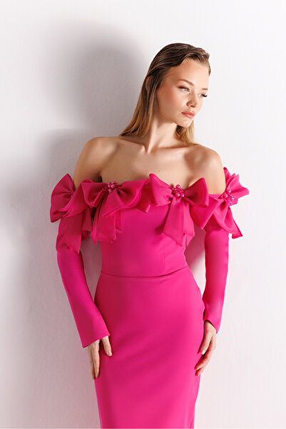 Kenzel Straplez Kollu Yırtmaçlı Abiye Elbise