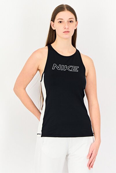 Nike بلوزة رياضية بدون أكمام بقصّة قصة ضيقة للنساء، لون أسود