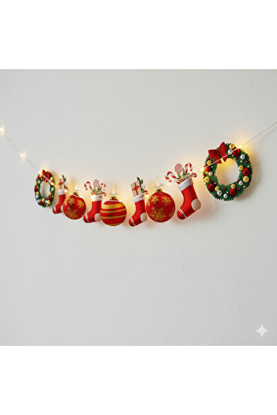 Deniz Party Store Yılbaşı Peri Ledli Dekor Çelenk Süs