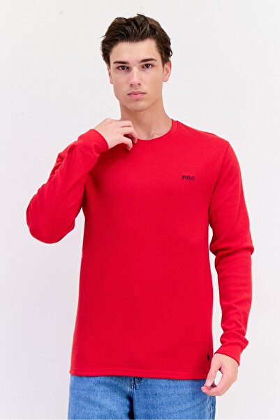 Polo Ralph Lauren Men Crew Neck Embroidered Logo Long Sleeves Sweatshirt, Red