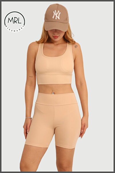 missmaral Women's Skin/Beige High Waist Lycra Shaping Sports Shorts / Short Leggings Boxer – Comfortable and Stretchy