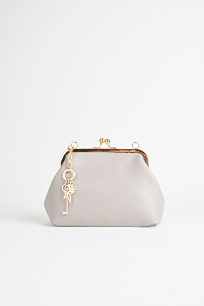 Vivaq Women's Light Gray Burs Closure Lined Handbag and Shoulder Bag with Key Charm Gift