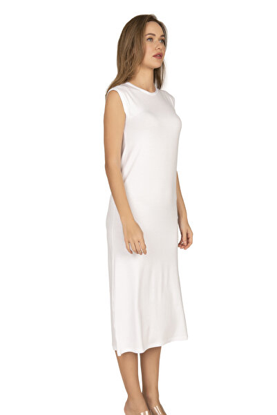 ÖZKAN underwear Özkan 27670 Women's Viscose Premium Fabric Long Length Closed Collar Hijab Undergarment Chemise Zero Sleeve Elbi