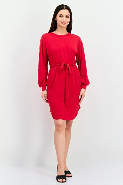 Tiana B Women Belted Plain Mini Dress, Red