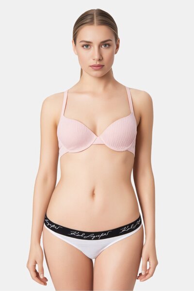 Karl Lagerfeld Women Brand Logo Thong Panty, White