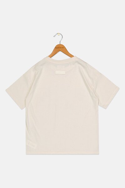 BLANK ESSENTIALS Kids Boy Crew Neck Short Sleeve Brand Logo T-shirt, Off White