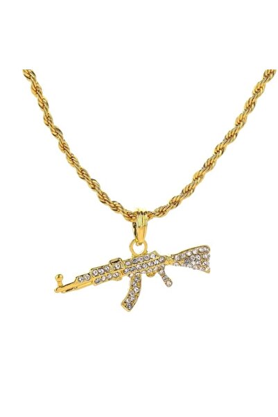 xUPING Colier din frânghie cu pandantiv Ak47, incrustații de zirconiu, placat...