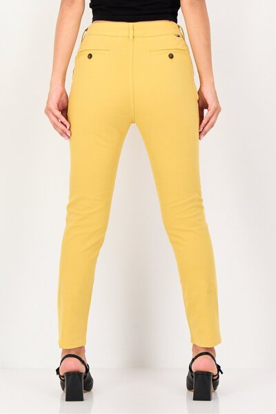 Reiko Women Tapered Fit Solid Chino Pants, Mustard