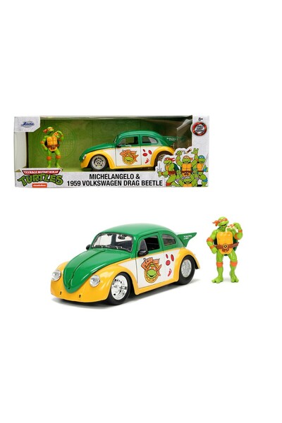 Jada VW Drag Beetle 1959 and Michelangelo Figurine - 1/24