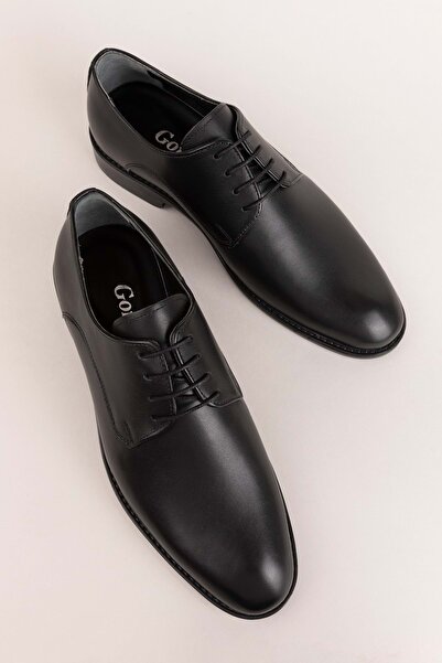 Gondol Men's Genuine Leather Classic Groom Shoes Pş.90 Black Skin
