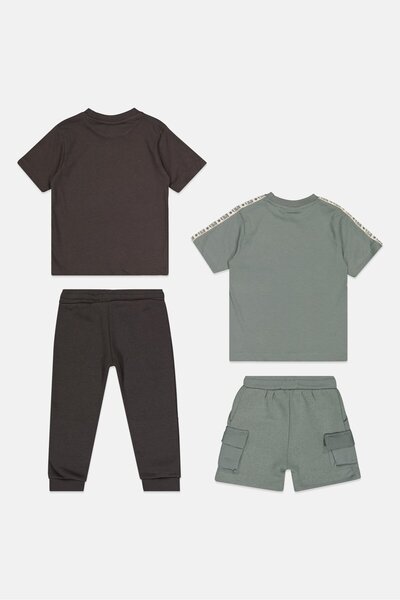 BENCH Toddlers Boy 4 Pieces Short Sleeve Graphic Print Tops And Bottom Set, Multicolor