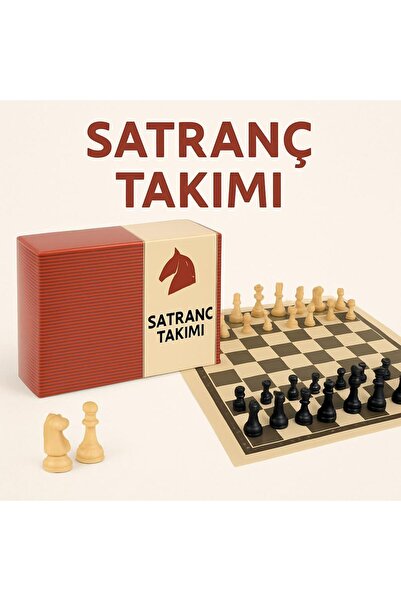 hak-iş oyuncak Satranç Takımı – Taş ve Oyun Zemini Seti | Klasik Tasarım, Taş...
