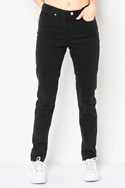 Lacoste بنطلون جينز نسائي ضيق قابل للتمدد، أسود