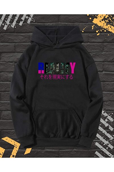 OEM Men's Hoodie with Front-Back Print, Reality, Cotton, Black, XL INTL