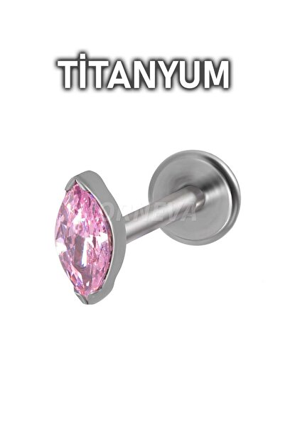 MORNEVA Titanyum Minik Badem Taşlı Kulak Dudak Labret Helix Conch Tragus Piercingi (1 Adet)