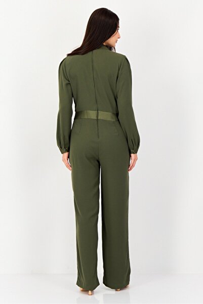 ORSAY Women Solid Long Sleeve Jumpsuit, Dark Olive