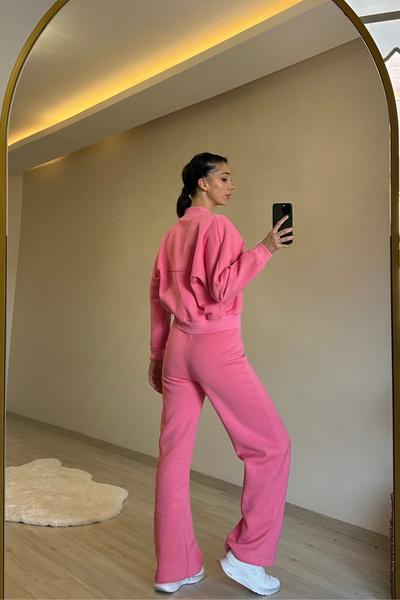 Neşeli Butik γυναικείο φούτερ με φερμουάρ και ψηλόμεσο κοστούμι φούτερ NM018