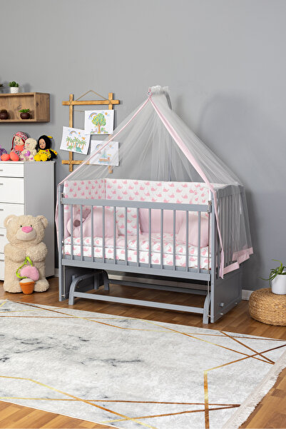 BamgidooMobilya Doğal Ahşap Beşik Anne Yanı Sallanır 70X130 - Balina Uyku Set...