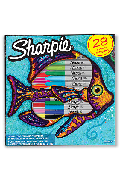 Sharpie Set of 28 Fine Point Fish Combo markers, bullet tip 0.9 F