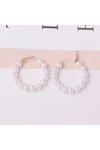 GlaMLo Accessories Round earrings with white pearl elements